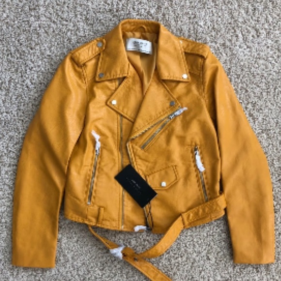 ZARA yellow mustard bikers jacket XS NWT - Picture 1 of 2